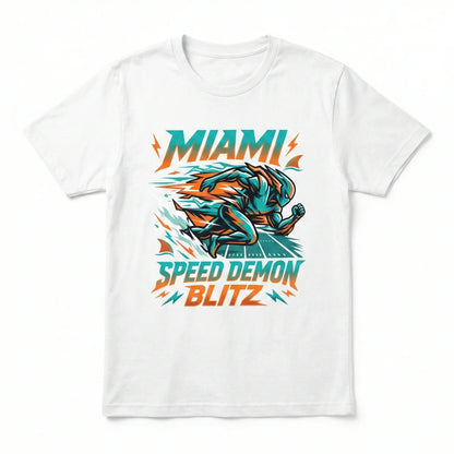 Miami Football Speed Demon Apparel - Aqua & Orange Blitz T-Shirt, Hoodie, Sweatshirt, Tank Top, Long Sleeve - Fan Gear Gift