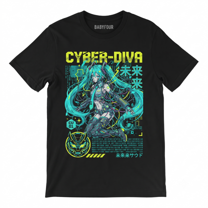 Anime Style Graphic Tee, Digital Idol Fan Art Streetwear, Unisex Short Sleeve T-Shirt