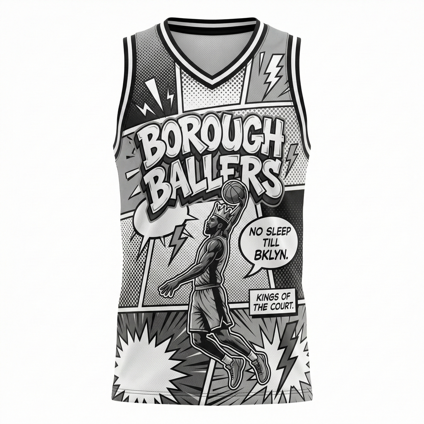 Vintage Brooklyn Hoops Graphic Jersey | 90s Comic Style BK Basketball Tank Top