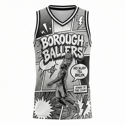 Vintage Brooklyn Hoops Graphic Jersey | 90s Comic Style BK Basketball Tank Top