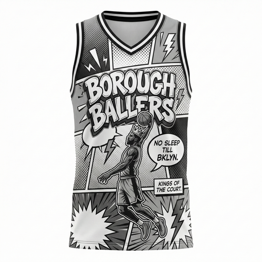 Vintage Brooklyn Hoops Graphic Jersey | 90s Comic Style BK Basketball Tank Top