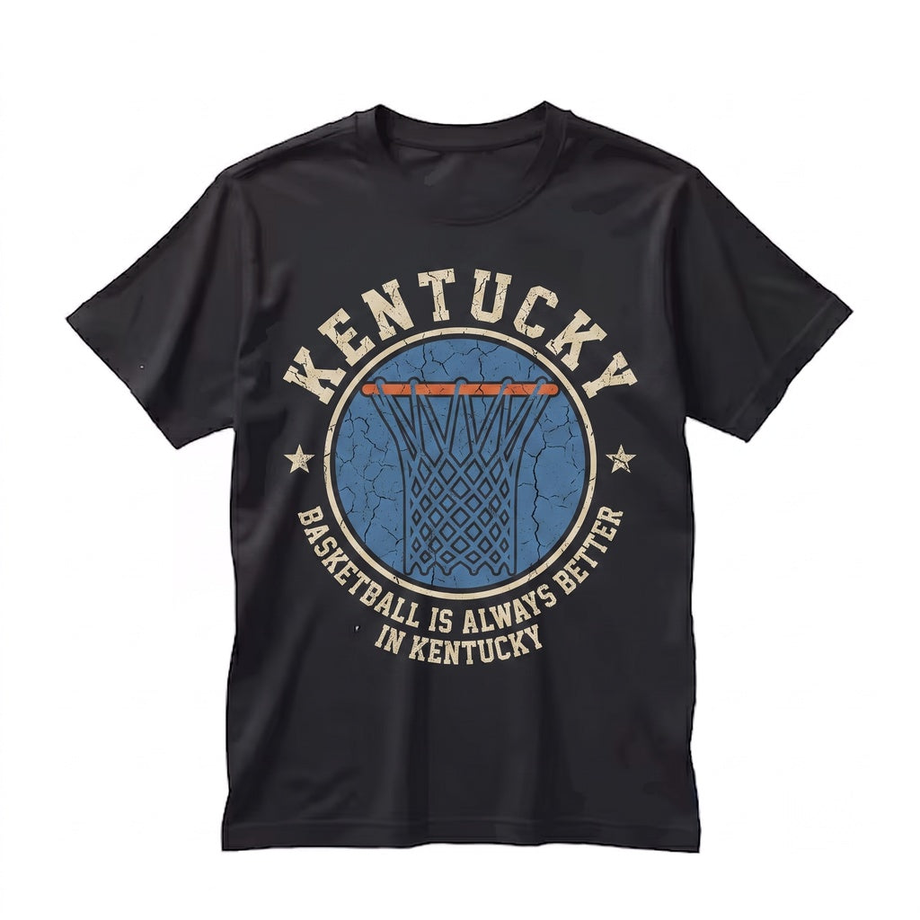 Kentucky Basketball Hoop Graphic Vintage Retro Streetwear Bball Fan Sports Crewneck Unisex TShirt