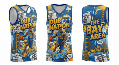 Bay Area Basketball Fan Jersey, Dub Nation Heritage Comic Book Style Unisex Basketball Tank Top