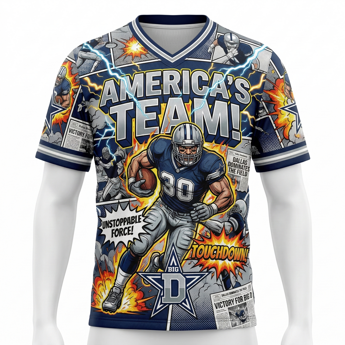 Dallas Football Comic Jersey - "America's Team" Hype