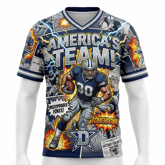 Dallas Football Comic Jersey - "America's Team" Hype