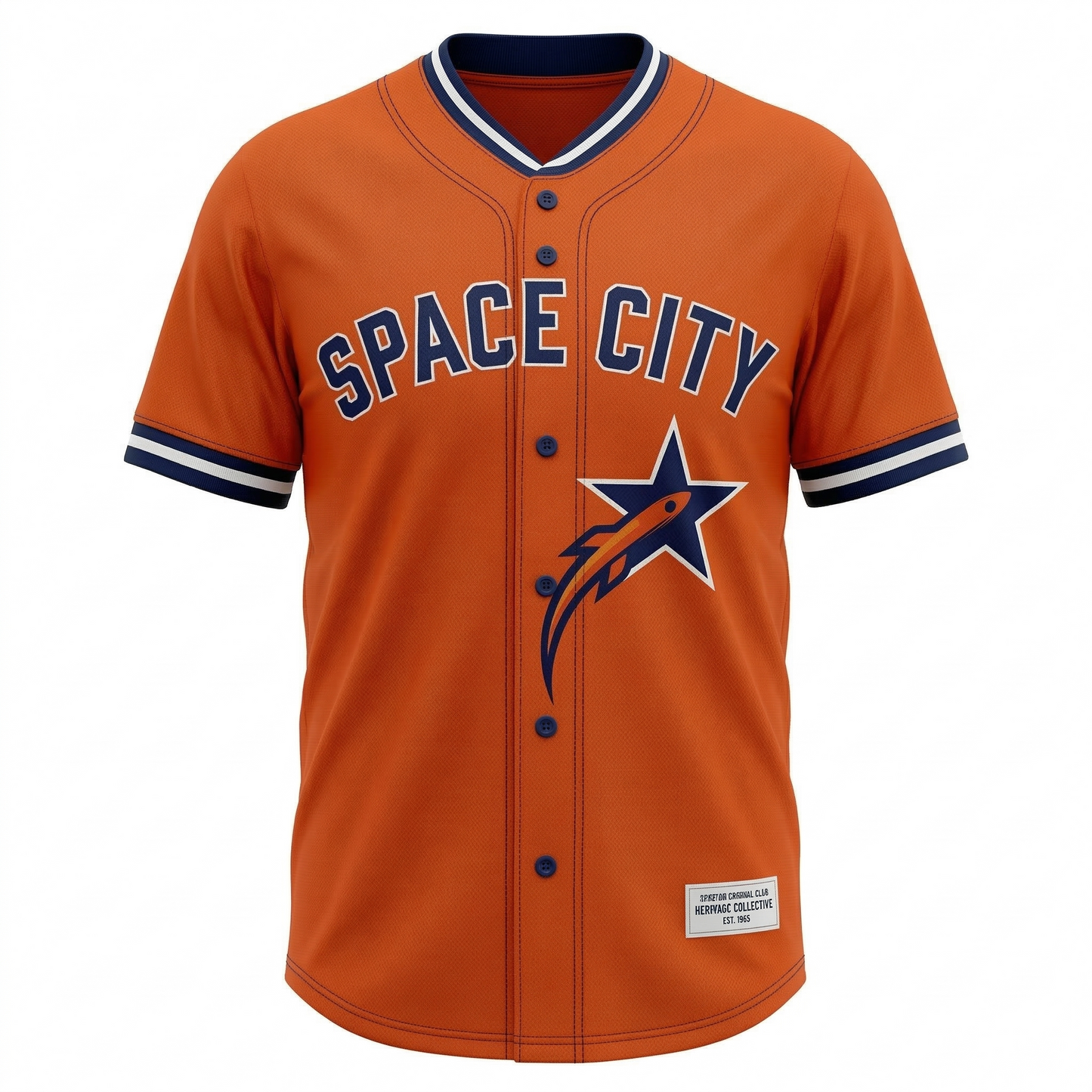 Unisex Heritage Baseball Jersey - Houston Hype Space City Edition - Orange & Navy