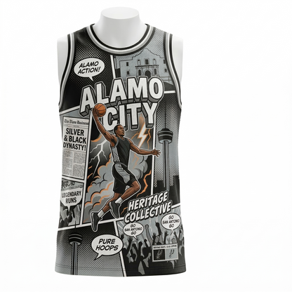 Alamo City Basketball Fan Art Comic Book Style AOP Unisex Jersey - Heritage Edition