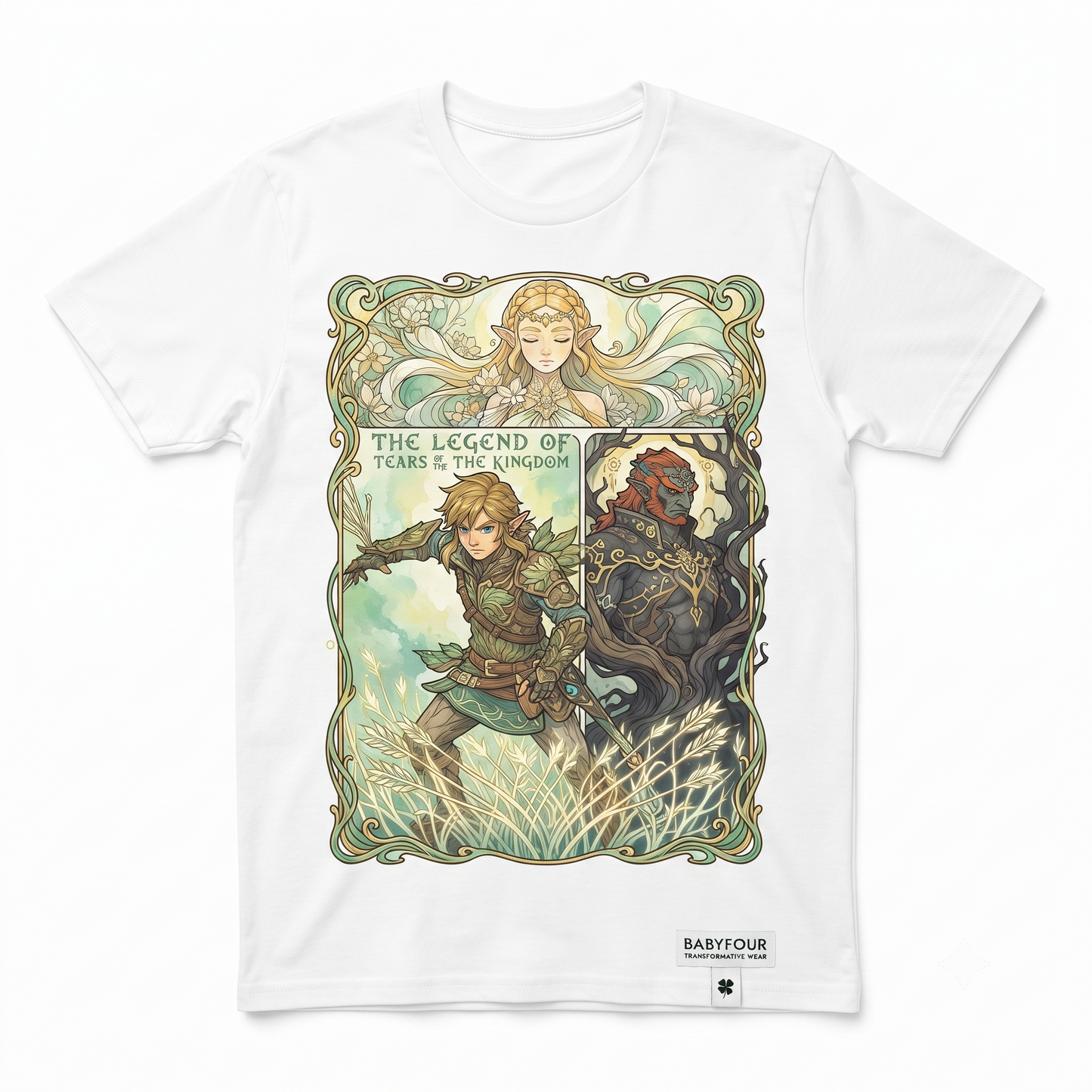 Legend of Zelda Heroic Crest & Triforce Symbol Graphic Print, Fantasy Adventure Action RPG Fan Apparel, Vintage Style Gaming Unisex Tshirt