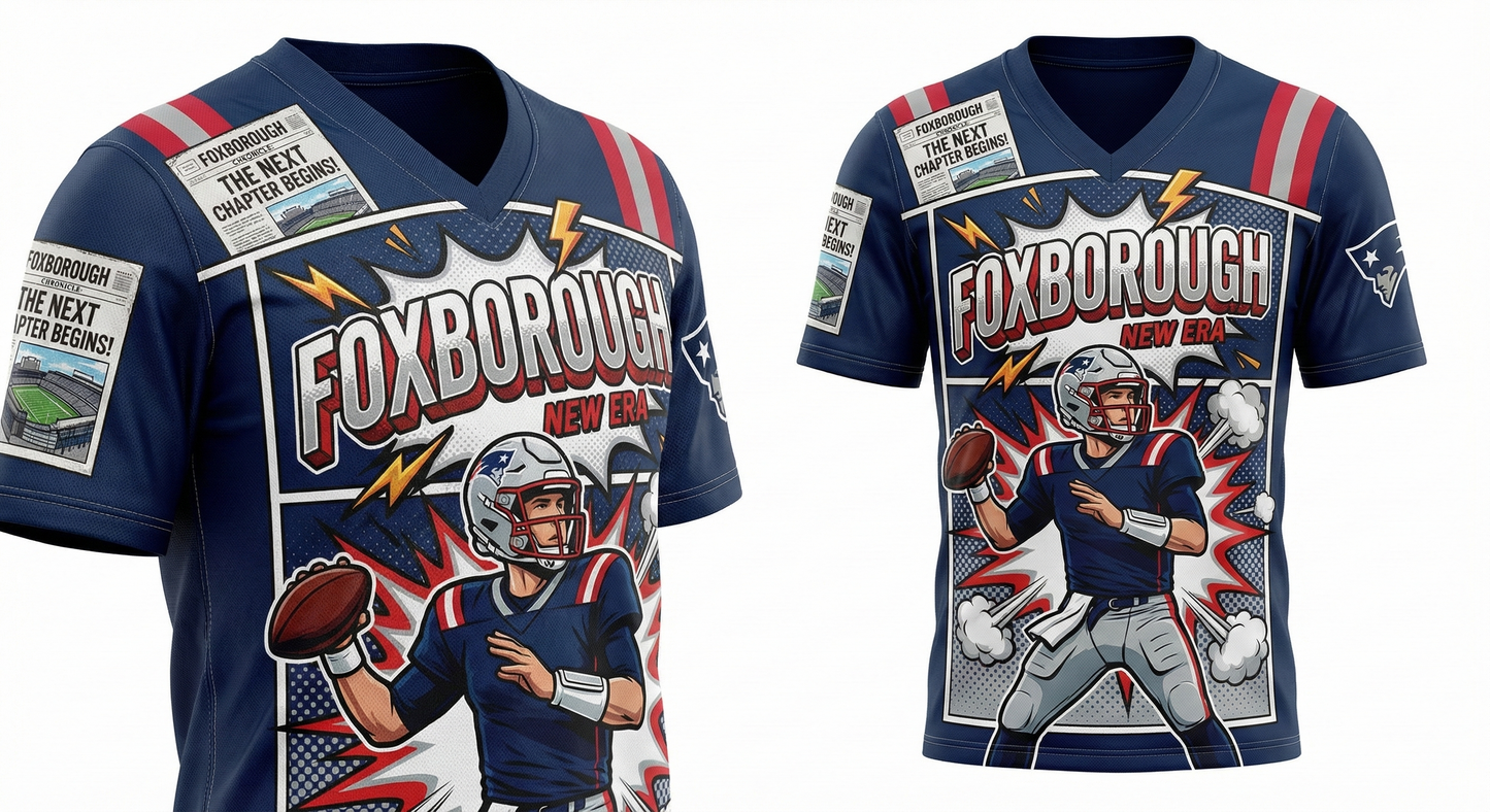 Unisex Foxborough Gridiron "New Era" AOP Football Jersey - 90s Comic Book Style
