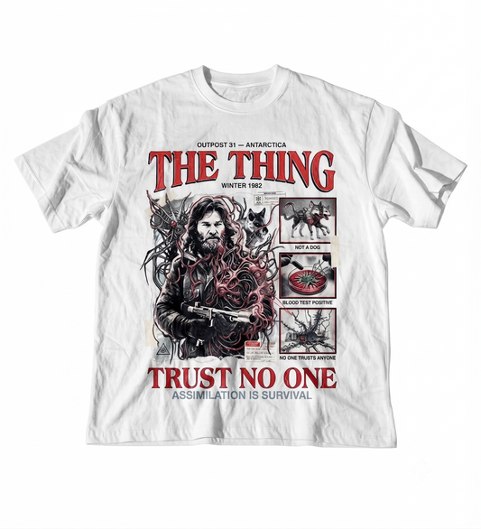 The Thing 1982 Classic Sci-Fi Horror Movie Graphic Tee, Distressed Vintage Style Apparel, Unisex T-shirt