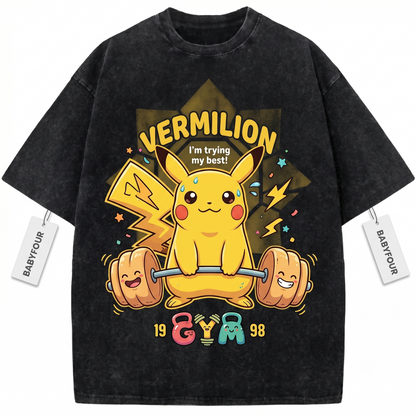 Vermilion Electric Mouse Gym 1998 Vintage Bootleg Retro Heavyweight Cotton Unisex T-shirt
