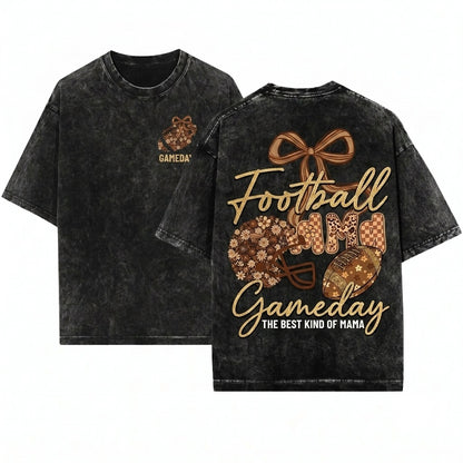 Retro Floral Football Game Day Lace Checkered Star Touchdown Unisex Wash T-Shirt