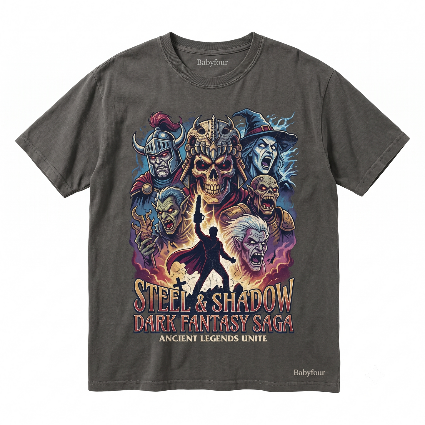 Vintage 90s Retro Horror Movie Cult Film Graphic Tee - Medieval Demon Slayer Distressed Aesthetic Unisex T-Shirt