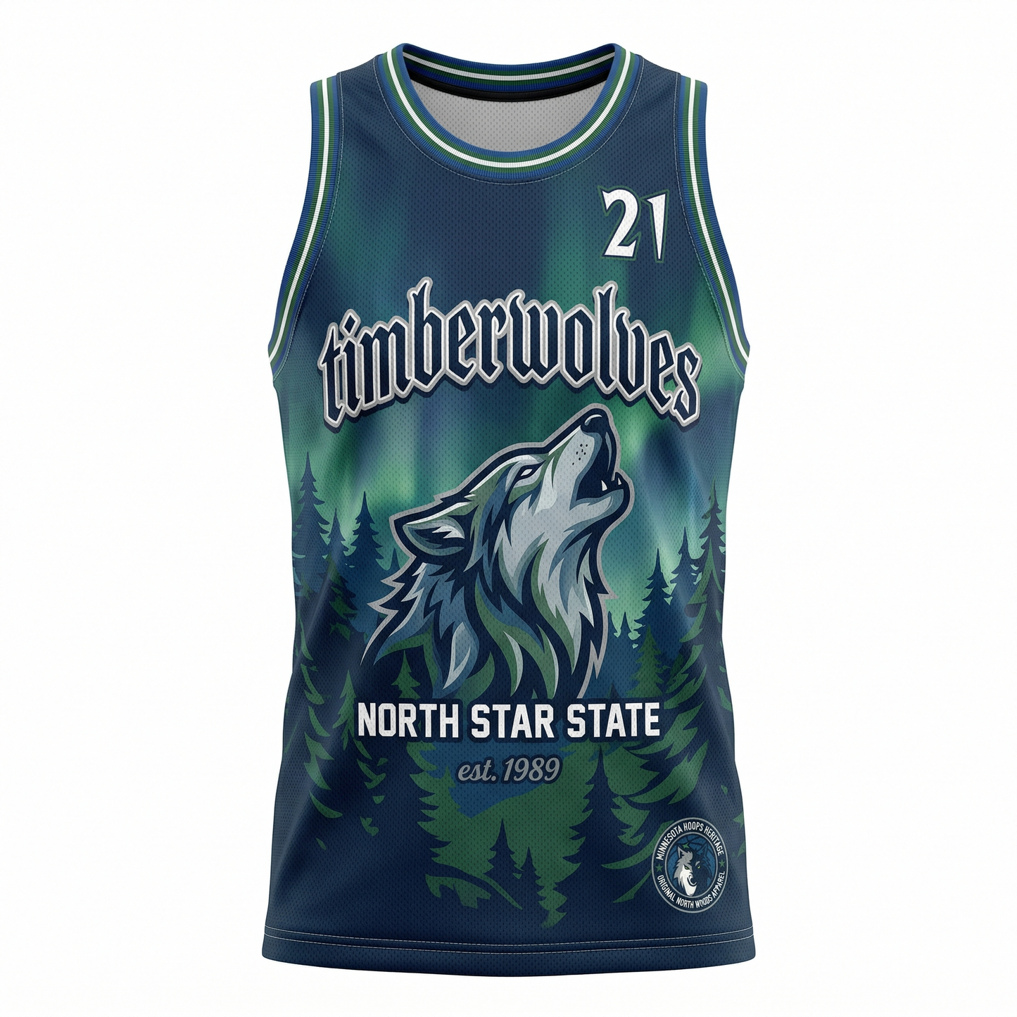 Minnesota North Woods State Heritage All-Over Print Basketball Jersey - Unisex Mesh Tank Top