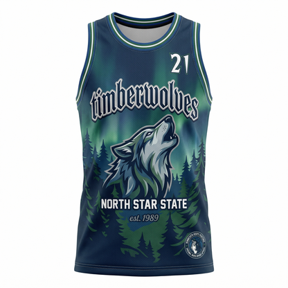 Minnesota North Woods State Heritage All-Over Print Basketball Jersey - Unisex Mesh Tank Top