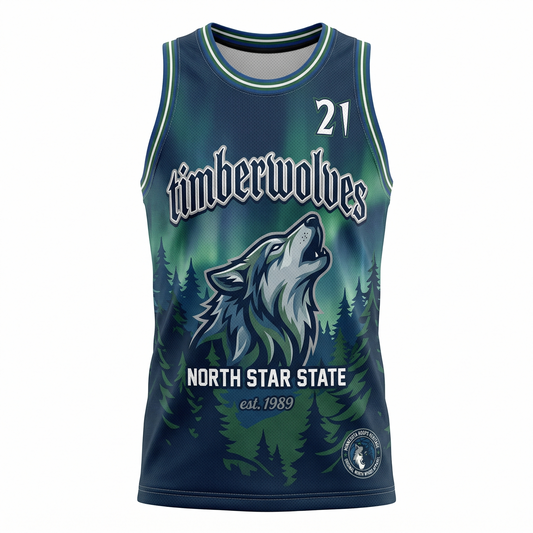 Minnesota North Woods State Heritage All-Over Print Basketball Jersey - Unisex Mesh Tank Top