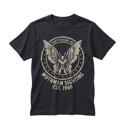 Gothic Mothman Cryptid Dark Fantasy Horror Paranormal Monster Red Letter Unisex TShirt