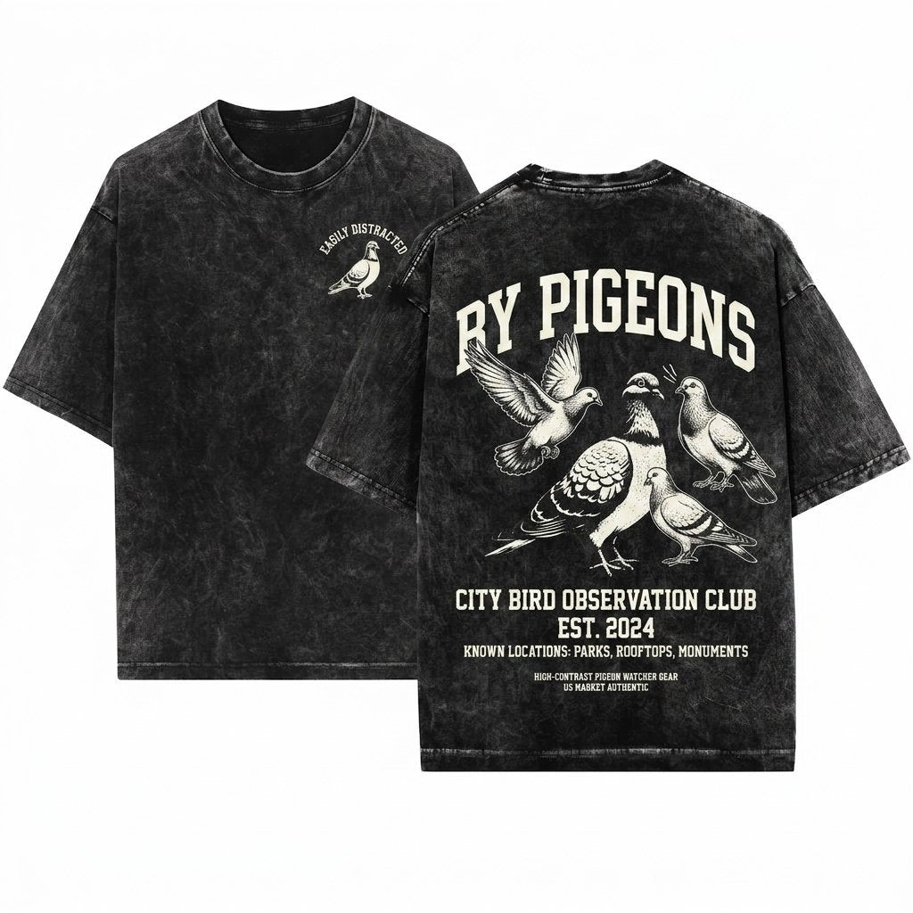 Toddler Pigeon Lover Funny Gift Easily Distracted Children Graphic Unisex Wash T-Shirt