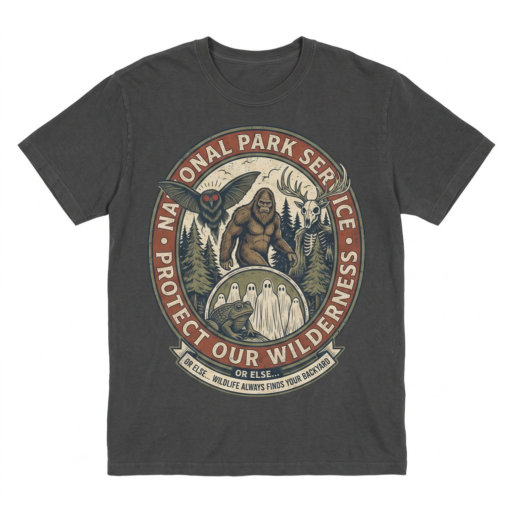 Protect Our Parks Cryptid Vintage Camping Hiking Fantasy Creatures Nature Lover Gift Unisex TShirt