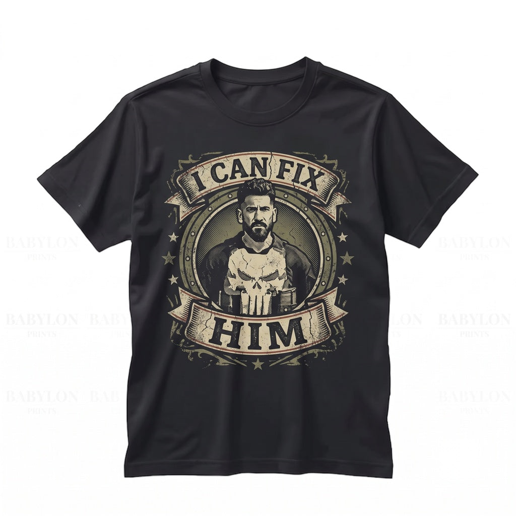Vintage Frank Castle I Can Fix Him Funny Antihero Graphic Comic Meme Gift for Her Unisex TShirt