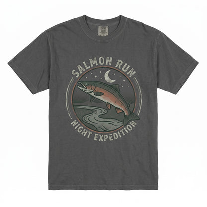 Salmon Fish 90s Moonlit Lake Graphic Fisherman Gift Outdoor Adventure Unisex TShirt
