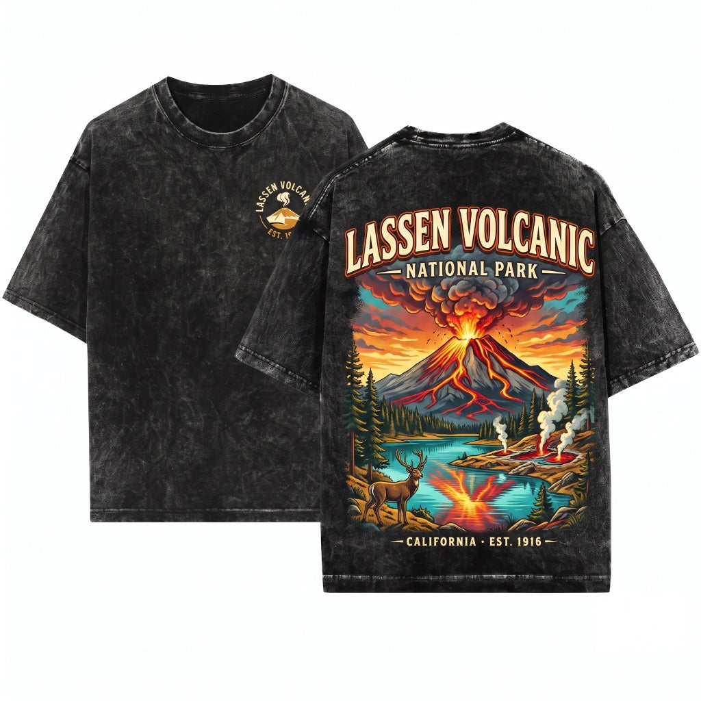 Vintage Lassen Volcanic National Park California Mountain Hiking Nature Outdoor Adventure Gift Unisex Wash T-Shirt
