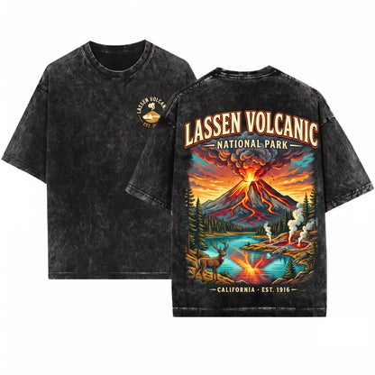 Vintage Lassen Volcanic National Park California Mountain Hiking Nature Outdoor Adventure Gift Unisex Wash T-Shirt