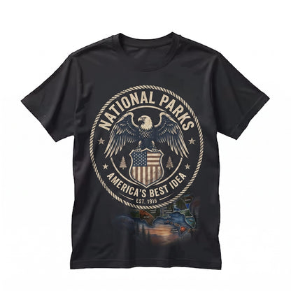 Vintage American National Parks Nature Map Graphic Print Outdoor Unisex TShirt