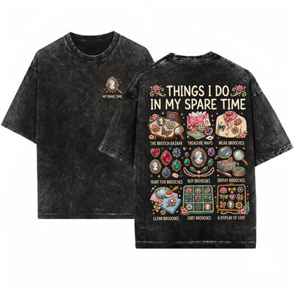 Vintage Jewelry Collector Brooch Enthusiast Gift Unique Hobbyist Spare Time Activity Novelty Apparel Unisex Wash T-Shirt