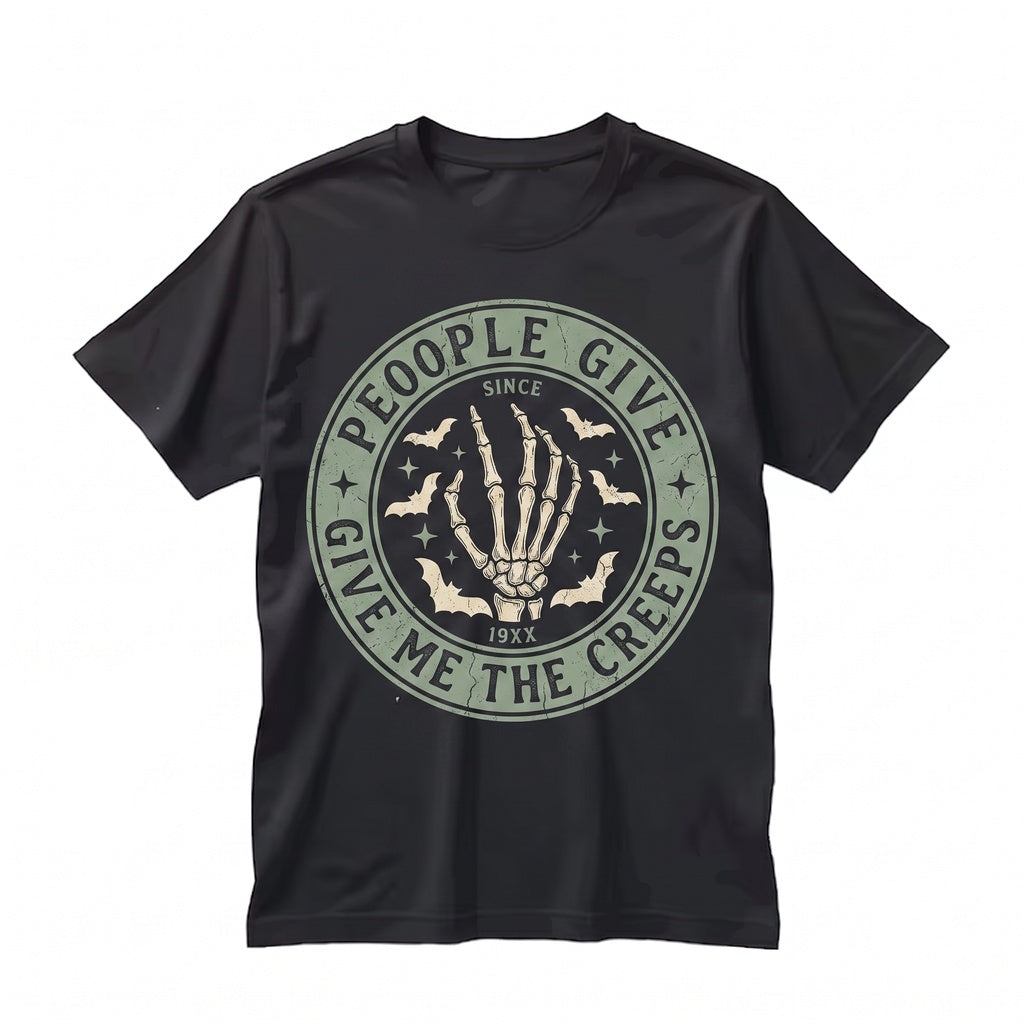 People Give Me The Creeps Sarcastic Dark Humor Snarky Skeleton Hand Funny Unisex TShirt