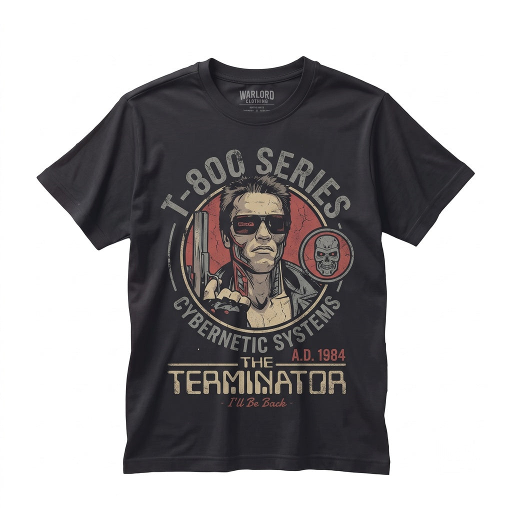 Vintage Sci-Fi Cyborg Assassin Cybernetic Robot Skull Graphic Cotton Crewneck Unisex TShirt
