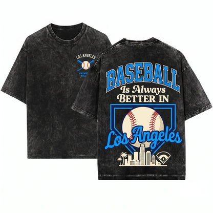 Vintage Baseball Is Better In Los Angeles Sports Fan Graphic Unisex Wash T-Shirt