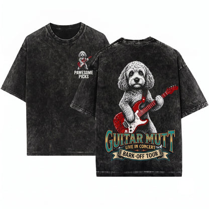Cavapoo Rocker Guitar Music Dog Lover Gift Funny Doodle Pet Apparel Unisex Wash T-Shirt