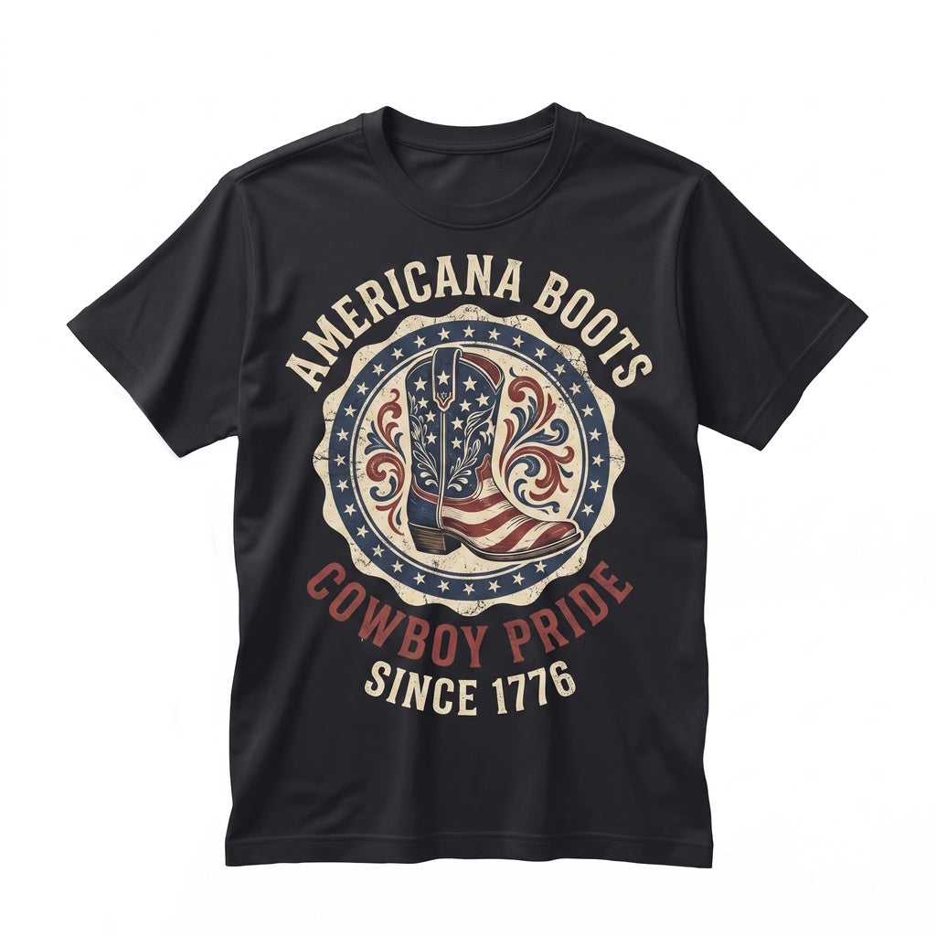 Patriotic Cowboy Boot 4th of July 250th America Vintage Rodeo Western Gift Unisex TShirt