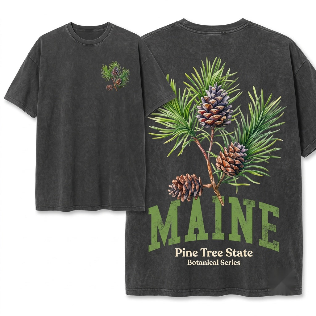 Maine State Flower Botanical Gardening Travel Gift Mother Girlfriend Unisex Wash T-Shirt