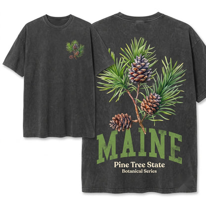 Maine State Flower Botanical Gardening Travel Gift Mother Girlfriend Unisex Wash T-Shirt