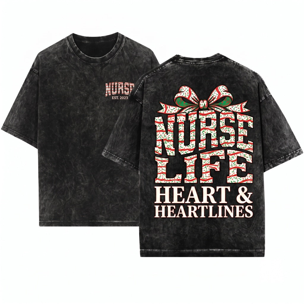Festive Registered Nurse Christmas Holiday Work Sweater Gift Unisex Wash T-Shirt