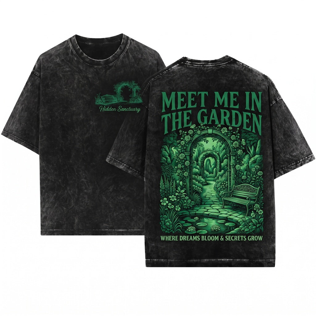 Gardening Gift for Women, Plant Lover Cottage Aesthetic, Meet Me in the Unisex Wash T-Shirt