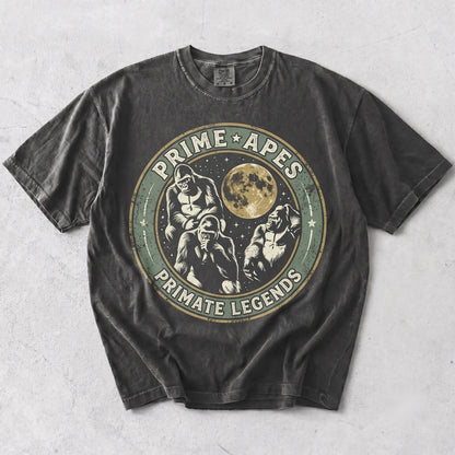 Kiyomasa Retro 90s Three Gorilla Full Moon Wild Animal Graphic Top Unisex TShirt