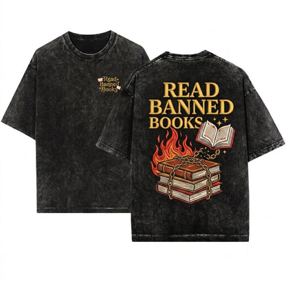 Read Banned Books Librarian Gift Bookworm Unisex Wash T-Shirt