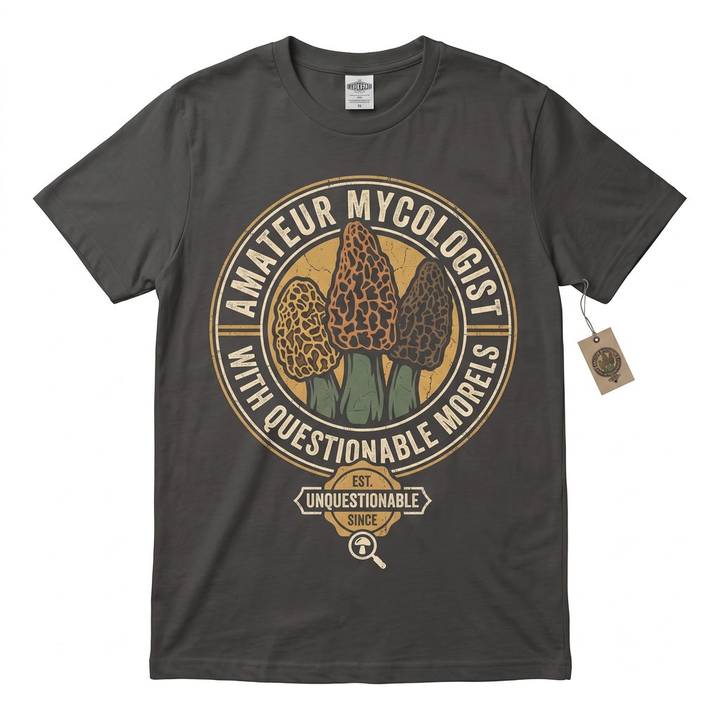 Amateur Mycologist with Questionable Morels Funny Mushroom Foraging Gift Unisex TShirt