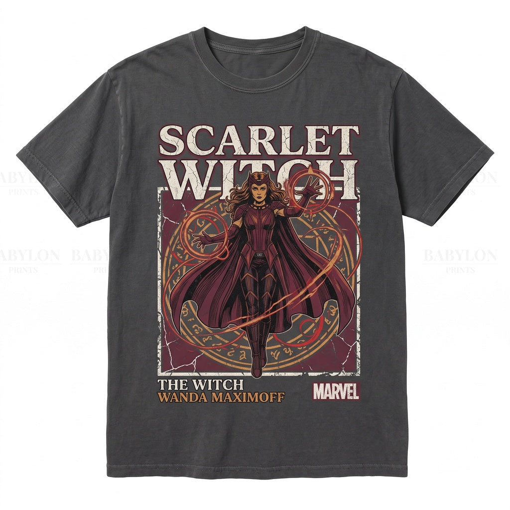 Vintage Scarlet Witch Wanda Maximoff Retro Chaos Magic Superhero Graphic Gift Unisex TShirt