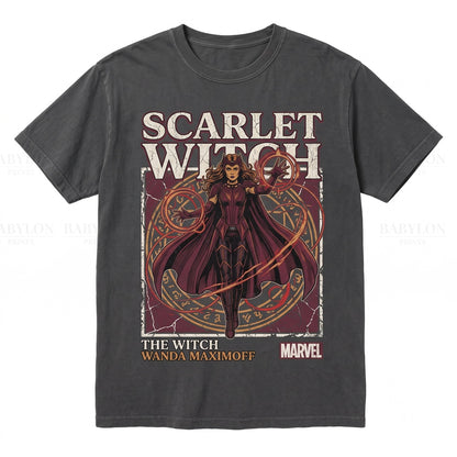 Vintage Scarlet Witch Wanda Maximoff Retro Chaos Magic Superhero Graphic Gift Unisex TShirt