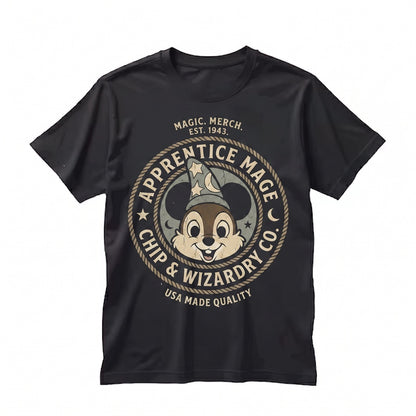 Chip and Dale Sorcerer Wizard Hat Magical Vacation Theme Park Family Matching Apparel Unisex TShirt