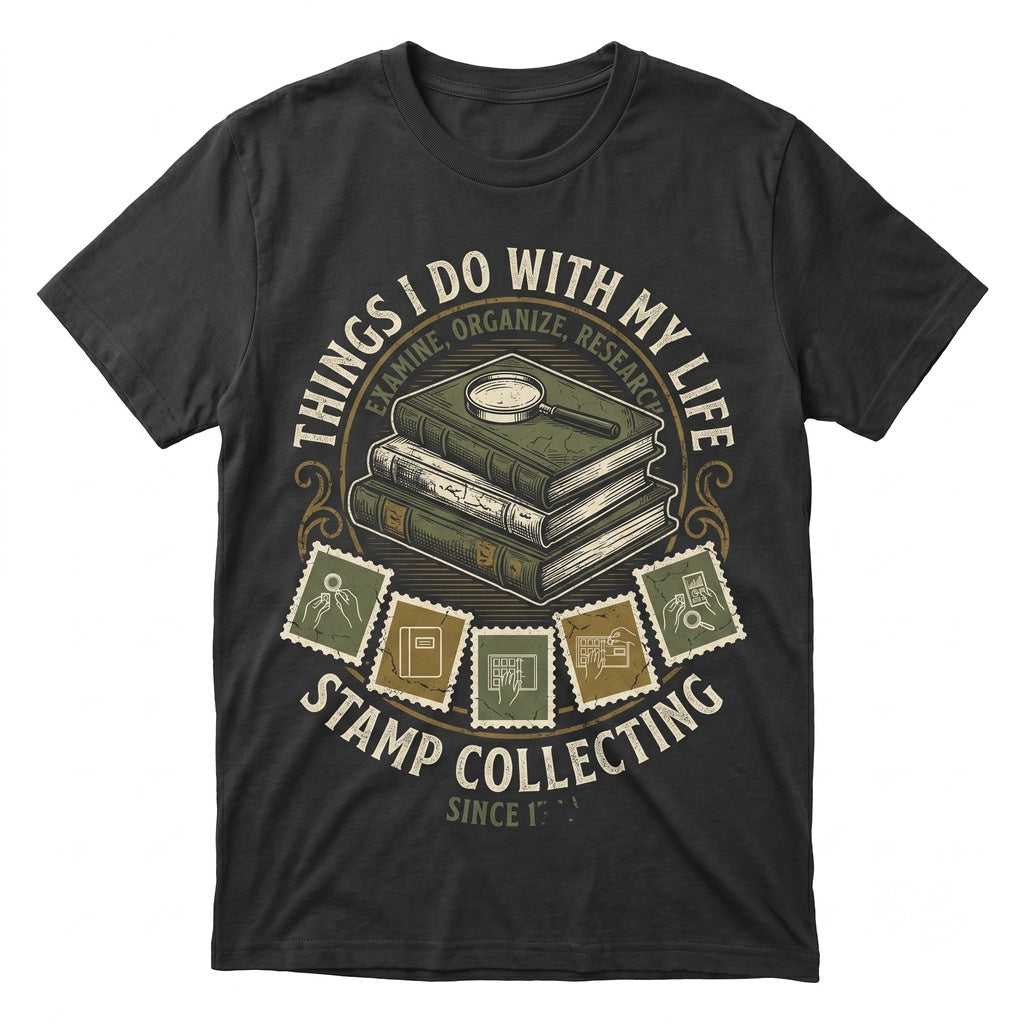 Humorous Philately Postage Stamp Collector Novelty Graphic Vintage Apparel Unisex TShirt