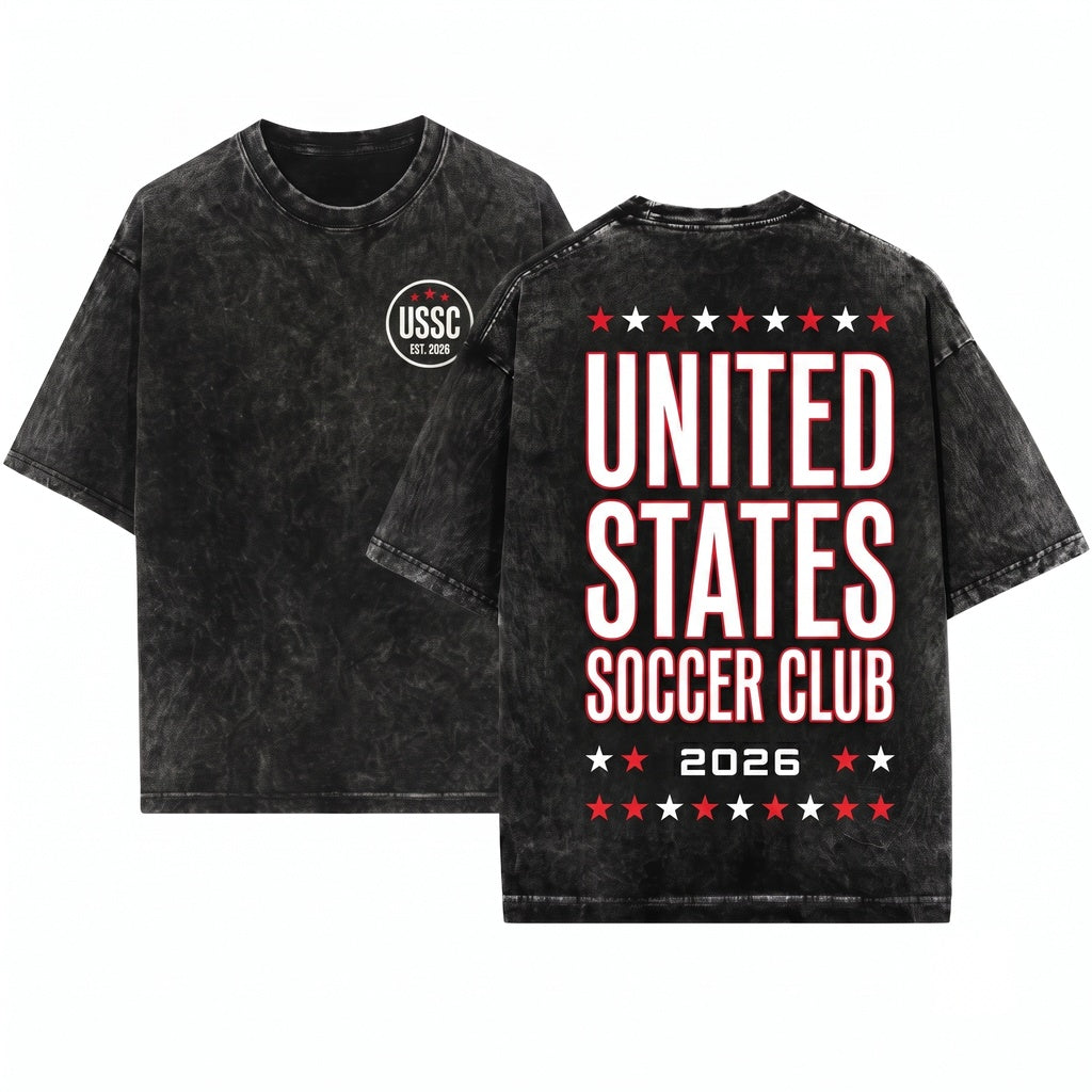 United States Soccer 2026 Team Crewneck Sweatshirt Back Print America Fan Apparel Unisex Wash T-Shirt