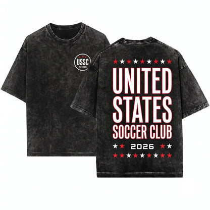 United States Soccer 2026 Team Crewneck Sweatshirt Back Print America Fan Apparel Unisex Wash T-Shirt
