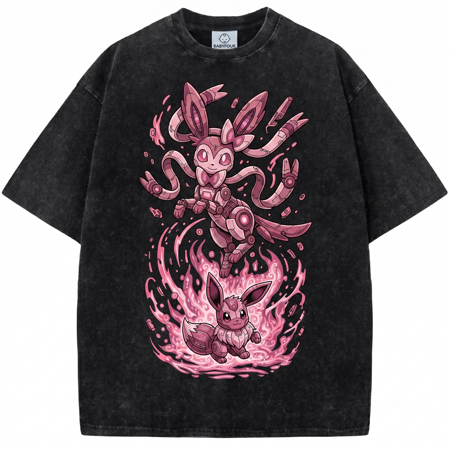 Vintage Sylveon & Eevee Cute Anime Unisex T-shirt