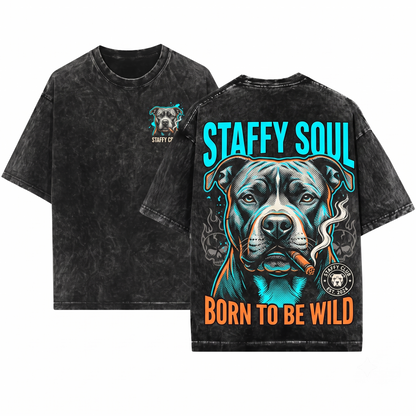 Vintage Pitbull Smoking Retro Funny Y2K Grunge Edgy Dog Face Mom Dad Meme Gift Unisex Heavyweight Garment-Dyed T-Shirt