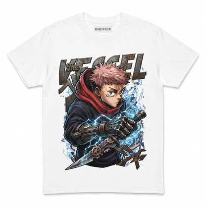 Unisex Graphic T-Shirt, Anime Style Fighter Design, Retro Streetwear Tee, Casual Cotton Crewneck Top
